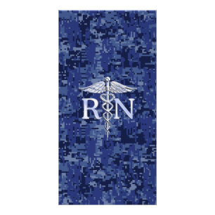 Registered Nurse RN Caduceus on Navy Blue Camo Card