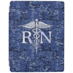 Registered Nurse RN Caduceus on Navy Blue Camo iPad Smart Cover