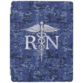 Registered Nurse Rn Caduceus On Navy Blue Camo Ipad Smart Cover by AmericanStyle at Zazzle
