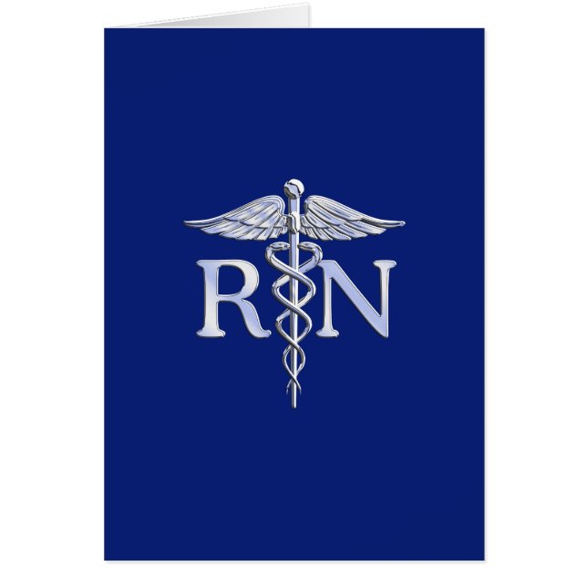 Registered Nurse RN Caduceus on Navy Blue Cards (Front)