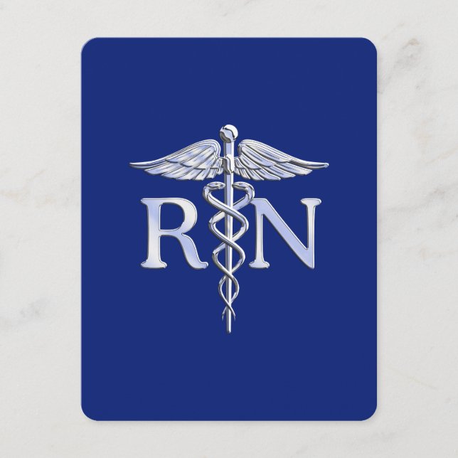 Registered Nurse RN Caduceus on Navy Blue Enclosure Card (Front)