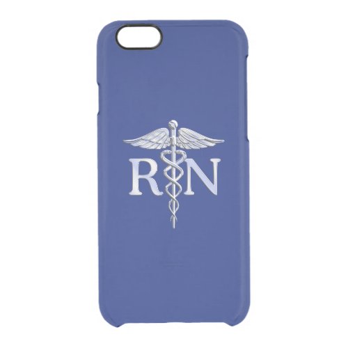 Registered Nurse RN Caduceus on Navy Blue Clear iPhone 66S Case