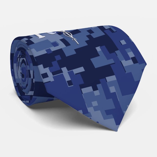 Registered Nurse RN Caduceus on Navy Camo Neck Tie (Rolled)