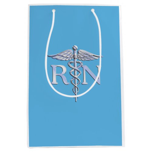 Registered Nurse RN Caduceus on Pastel Blue Medium Gift Bag