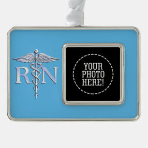 Registered Nurse RN Caduceus on Pastel Blue Ornament