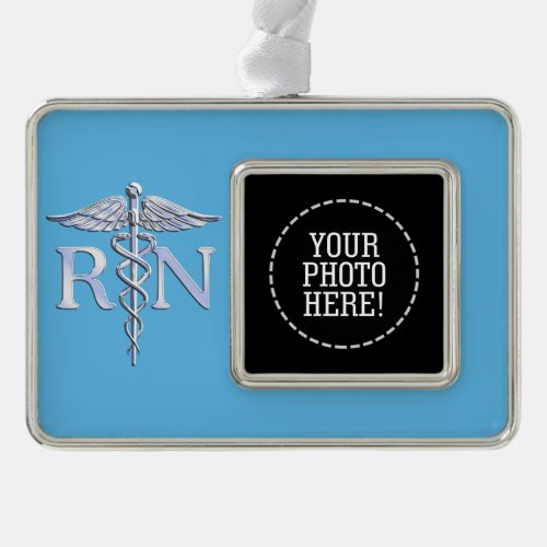 Registered Nurse RN Caduceus on Pastel Blue Ornament
