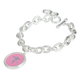 Registered Nurse RN Caduceus on Pastel Pink Charm Bracelet