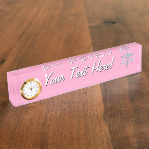 Registered Nurse RN Caduceus on Pastel Pink Nameplate
