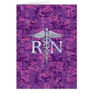 Registered Nurse RN Caduceus on Pink Camo Cards