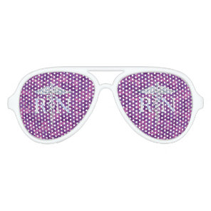 Registered Nurse RN Caduceus on Pink Camouflage Aviator Sunglasses