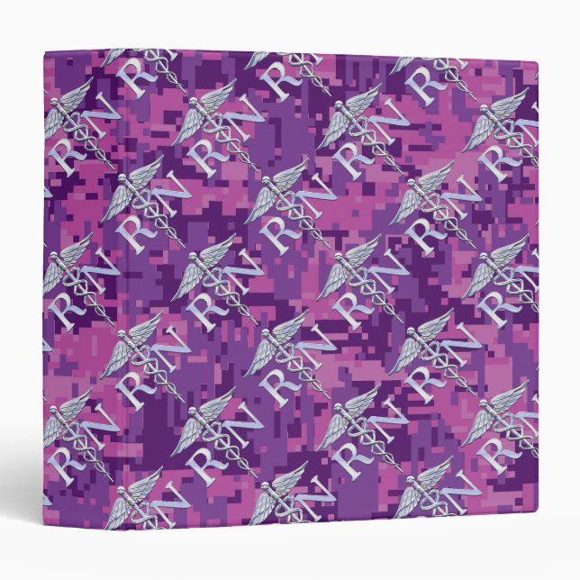 Registered Nurse RN Caduceus on Pink Camouflage Binder (Front/Spine)