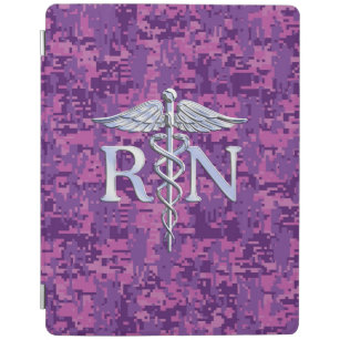 Registered Nurse RN Caduceus on Pink Camouflage iPad Smart Cover