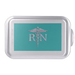 Registered Nurse RN Caduceus on Turquoise Decor Cake Pan