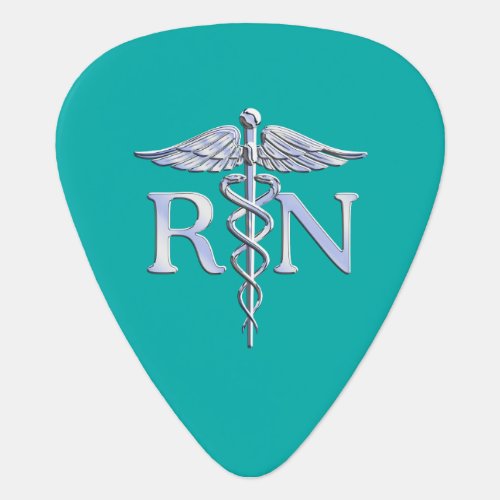 Registered Nurse RN Caduceus on Turquoise Decor Guitar Pick