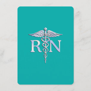 Registered Nurse RN Caduceus on Turquoise Enclosure Card