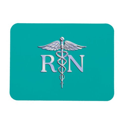 Registered Nurse RN Caduceus on Turquoise Magnet