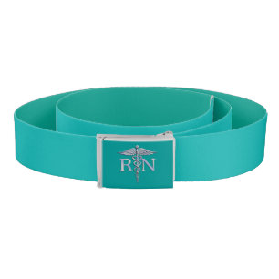 Registered Nurse RN Caduceus on Vibrant Turquoise Belt