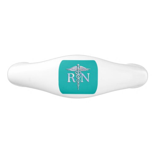 Registered Nurse RN Caduceus on Vibrant Turquoise Ceramic Drawer Pull
