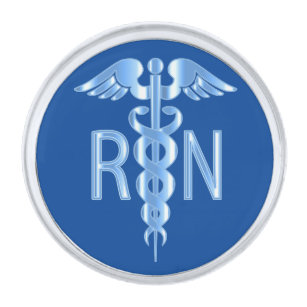 Registered Nurse RN Caduceus Silver Finish Lapel Pin