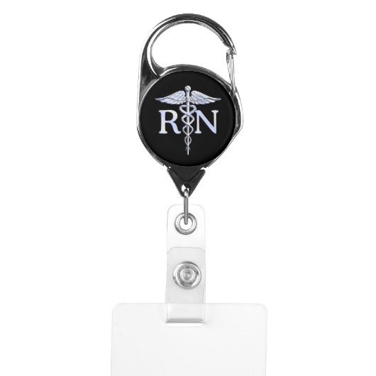 Registered Nurse RN Caduceus Snakes Badge Holder (Front)