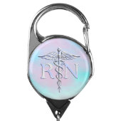 Registered Nurse RN Caduceus Snakes Badge Holder (Carabiner Front)