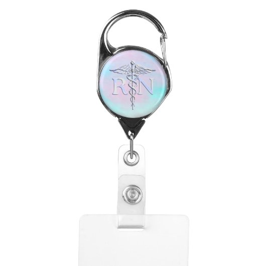 Registered Nurse RN Caduceus Snakes Badge Holder (Front)