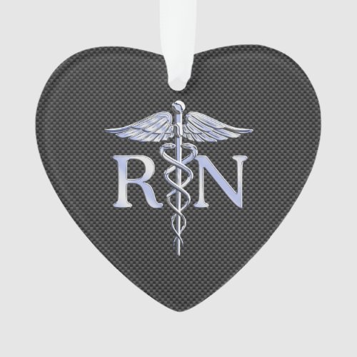 Registered Nurse RN Caduceus Snakes Black Carbon Ornament