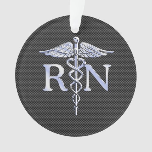 Registered Nurse RN Caduceus Snakes Black Carbon Ornament