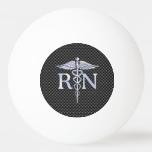 Registered Nurse RN Caduceus Snakes Black Carbon Ping-Pong Ball