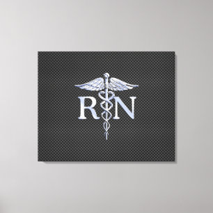 Registered Nurse RN Caduceus Snakes Carbon Canvas Print