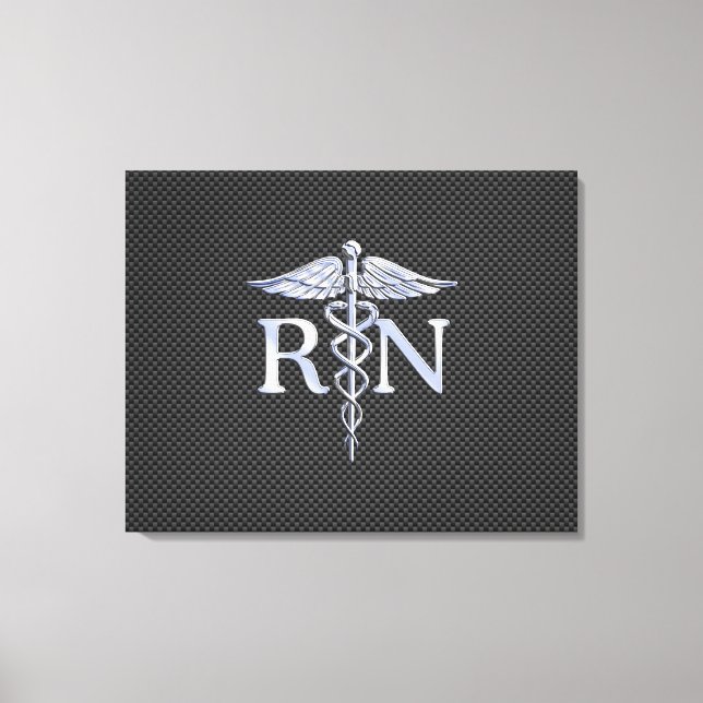Registered Nurse RN Caduceus Snakes Carbon Canvas Print (Front)