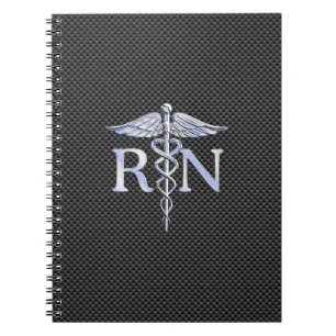 Registered Nurse RN Caduceus Snakes Carbon Notebook