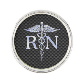 Registered Nurse RN Caduceus Snakes Carbon Pin