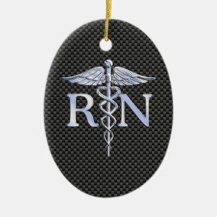 Registered Nurse RN Caduceus Snakes Decor Ceramic Ornament
