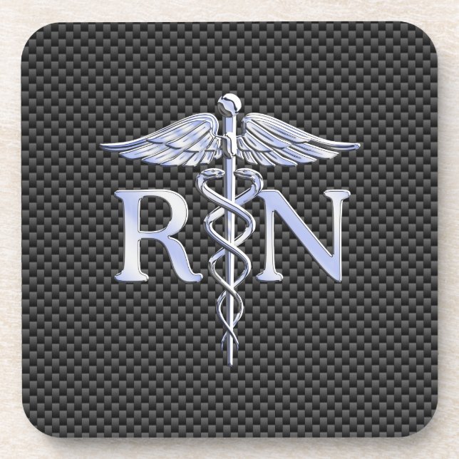 Registered Nurse RN Caduceus Snakes Decor Drink Coaster (Front)