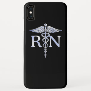 Registered Nurse RN Caduceus Snakes on Black Decor iPhone XS Max Case