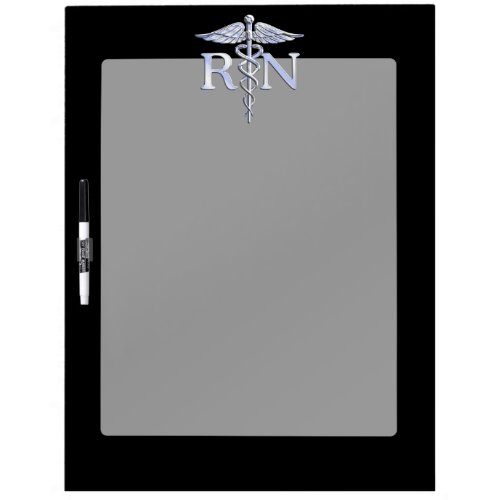 Registered Nurse RN Caduceus Snakes Solid Black Dry_Erase Board