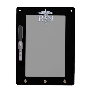 Registered Nurse RN Caduceus Snakes Solid Black Dry Erase Board