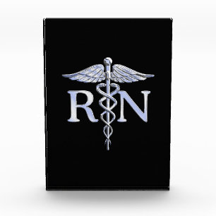 Registered Nurse RN Caduceus Snakes Style on Black Award