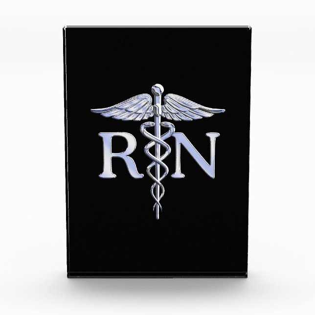 Registered Nurse RN Caduceus Snakes Style on Black Award (Front)