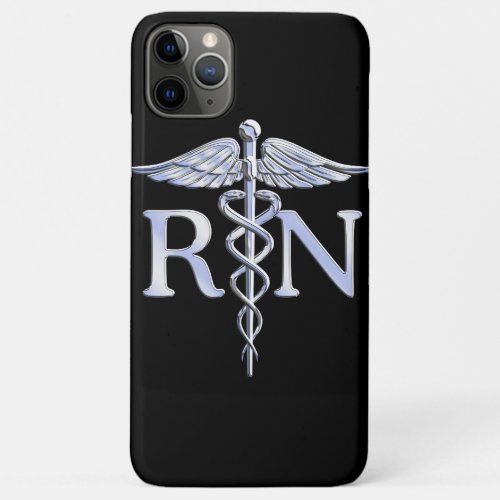 Registered Nurse RN Caduceus Snakes Style on Black iPhone 11 Pro Max Case