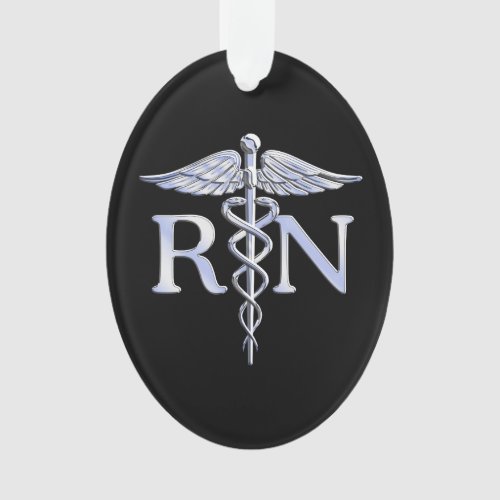 Registered Nurse RN Caduceus Snakes Style on Black Ornament