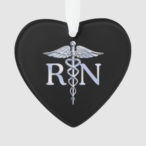 Registered Nurse RN Caduceus Snakes Style on Black Ornament