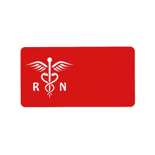 Registered Nurse RN Caduceus Symbol On Red Blank Label