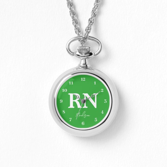 Registered Nurse RN Custom Green Personalized Watch (Front)