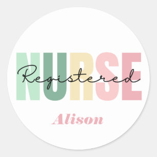 Registered Nurse RN CUTE Personalized Classic Round Sticker