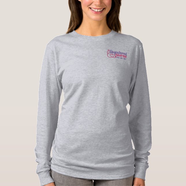 Registered Nurse (RN)  Embroidered Long Sleeve T-Shirt (Front)