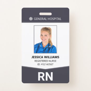 Registered Nurse Rn Employee Id Badge by J32Design at Zazzle
