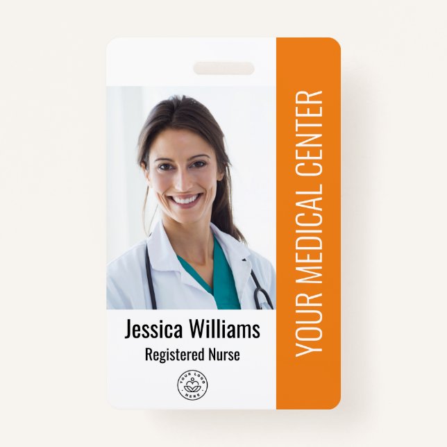 Registered Nurse RN Employee ID Orange Badge (Front)