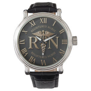 Registered Nurse RN Gold And Black Professional Watch